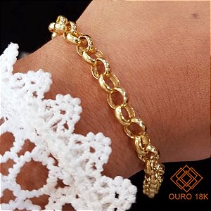 Pulseira Elo Português Oca Ouro 18k