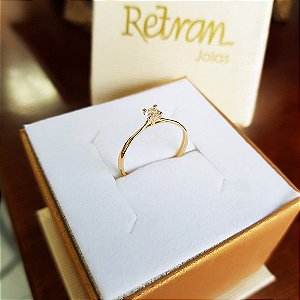 Anel Solitário Ouro 18k Zircônia