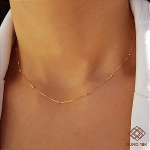 Gargantilha Esferas Ouro 18k - 40cm