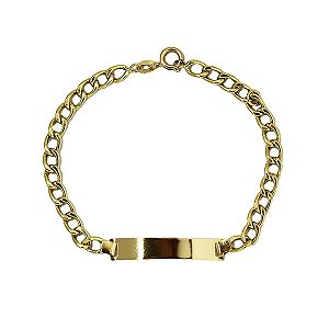 Pulseira Infantil Plaquinha Ouro 18k