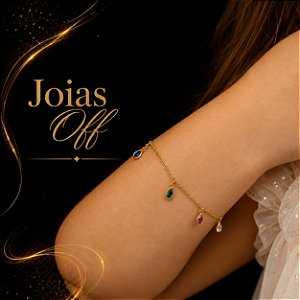 Pulseira Infantil Ouro 18k Zircônias Coloridas
