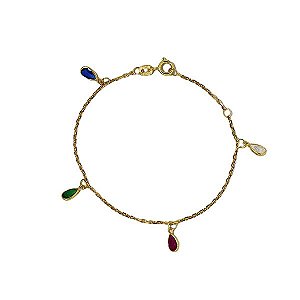 Pulseira Infantil Ouro 18k Zircônias Coloridas