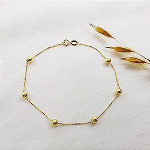 Pulseira Veneziana Esferas Ouro 18k