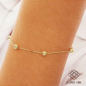Pulseira Veneziana Esferas Ouro 18k