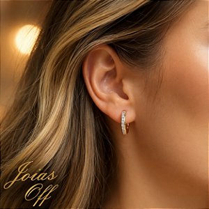 Brinco Argola Ouro 18k Zircônias