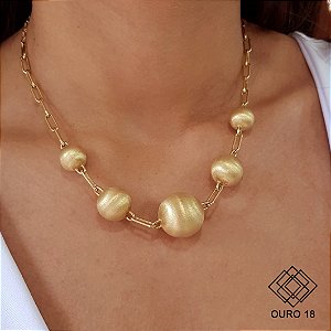 Gargantilha Esferas Ouro 18k