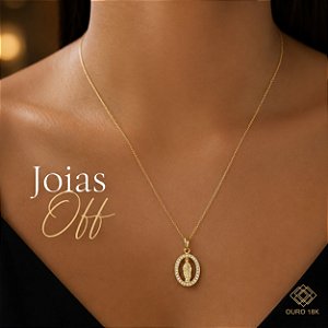 Kit Cordão Ouro 18k + Pingente Nossa Senhora das Graças Ouro 18k