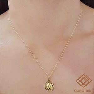 Kit Cordão Ouro 18k + Pingente Nossa Senhora Ouro 18k