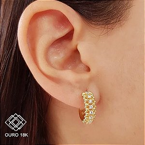 Brinco Argola Esferas Ouro 18k Zircônias