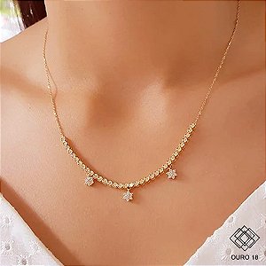 Gargantilha Ouro 18k Zircônias