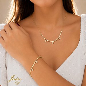 Pulseira Ouro 18k Zircônias