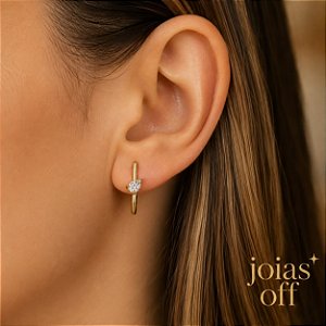 Brinco Meia Argola J Ouro 18k Diamante