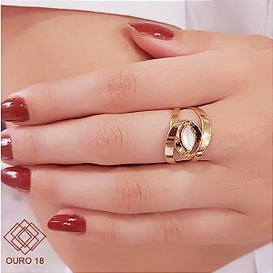 Anel Gold Line Ouro 18k Madrepérola