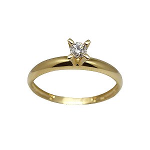 Anel Solitário Ouro 18k - Brilhante Moissanite 15 Pts