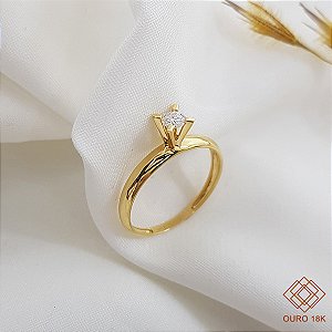 Anel Solitário Ouro 18k - Diamante Laboratório 15 Pts