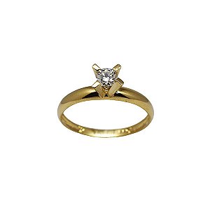 Anel Solitário Ouro 18k - Brilhante Moissanite 30 Pts