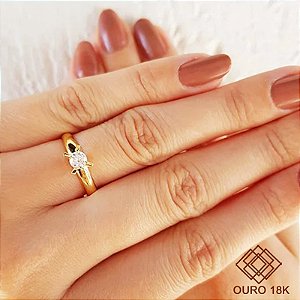 Anel Solitário Ouro 18k - Brilhante Moissanite 30 Pts