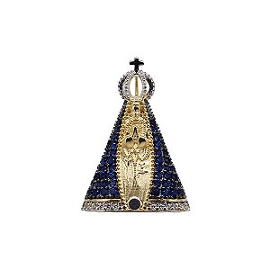 Pingente Nossa Senhora Aparecida Ouro 18k Zircônias