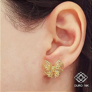 Brinco Borboleta Filigrana Ouro 18k