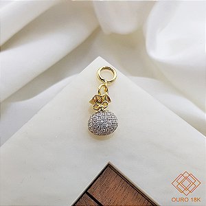 Pingente Saco de Dinheiro Ouro 18k Zircônias