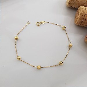 Pulseira Veneziana Esferas Lisas Ouro 18k