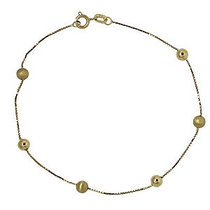 Pulseira Veneziana Esferas Lisas Ouro 18k