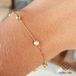 Pulseira Veneziana Esferas Lisas Ouro 18k