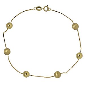 Pulseira Veneziana Esferas Foscas e Lisas Ouro 18k