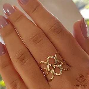 Anel Círculos Vazados Ouro 18k