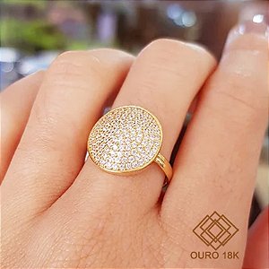Anel Chuveiro Ouro 18k Zircônias