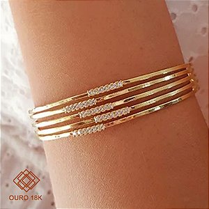 Bracelete Ouro 18k Zircônias