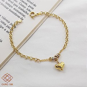 Pulseira Coração Ouro 18k