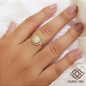 Anel Chuveiro Ouro 18k Zircônias