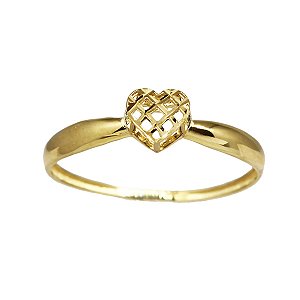 Anel Coração Diamantado Ouro 18k