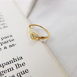 Anel Coração Diamantado Ouro 18k