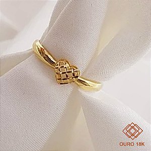 Anel Coração Diamantado Ouro 18k
