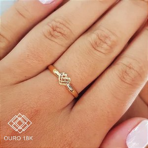 Anel Coração Diamantado Ouro 18k