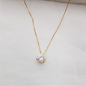 Gargantilha Veneziana com Ponto de Luz Zircõnias Ouro 18k - 45CM