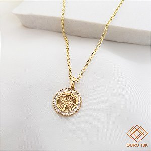 Kit Cordão + Pingente São Bento Ouro 18k