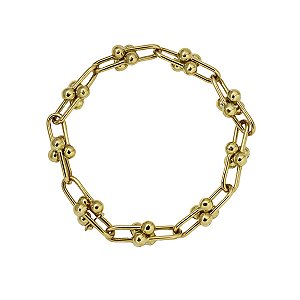 Pulseira Cadeado Esferas Ouro 18k