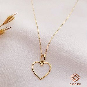 Kit Cordão Ouro 18k + Pingente Coração Ouro 18k