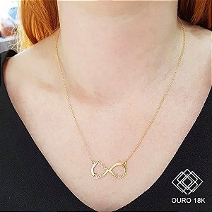 Gargantilha Infinito Nomes Ouro 18k