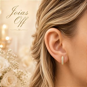 Brinco Semi Argola Ouro 18k Zircônias