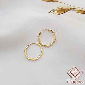 Brinco Argola Sextavado Ouro 18k
