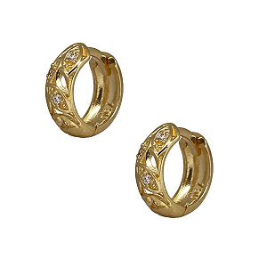 Brinco Argola Ouro 18k Zircônias