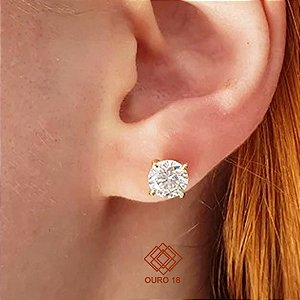 Brinco Solitário Ouro 18k - Diamante 2,4 Cts Cultivado