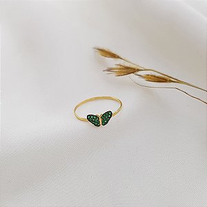 Anel Borboleta Ouro 18k Zircônias
