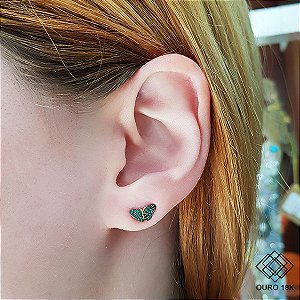 Brinco Borboleta Ouro 18k Zircônias