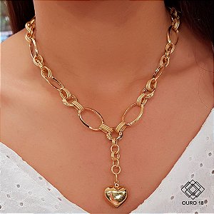 Gargantilha Elos Coração Ouro 18k