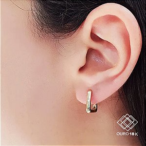 Brinco Argola Quadrado Ouro 18k